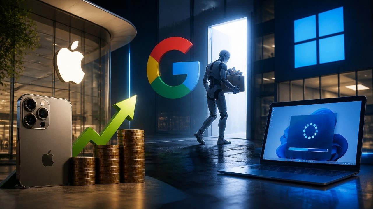 Apple hikes, Alphabet AI exits, Microsoft Windows updates.