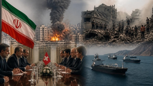 Iran to Swiss talks, Lebanon strikes kill 16, Hormuz closed.