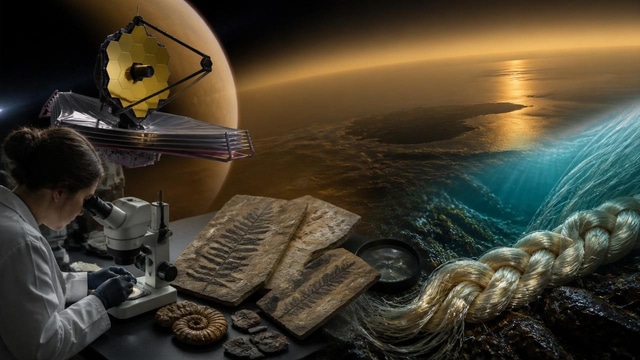 JWST Titan absorption, fossil notebooks, sea silk recreated.