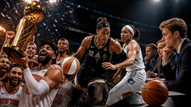 Knicks win title, Aces top Lynx, draft eyes finals traits.